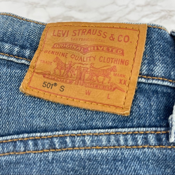 Levi’s Premium 501 Skinny Button Fly High Rise Blue Jeans We The People Size 26 - Picture 8 of 12